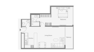 Планировка квартиры 1 спальня в ЖК LUMA PARK VIEWS № 11013